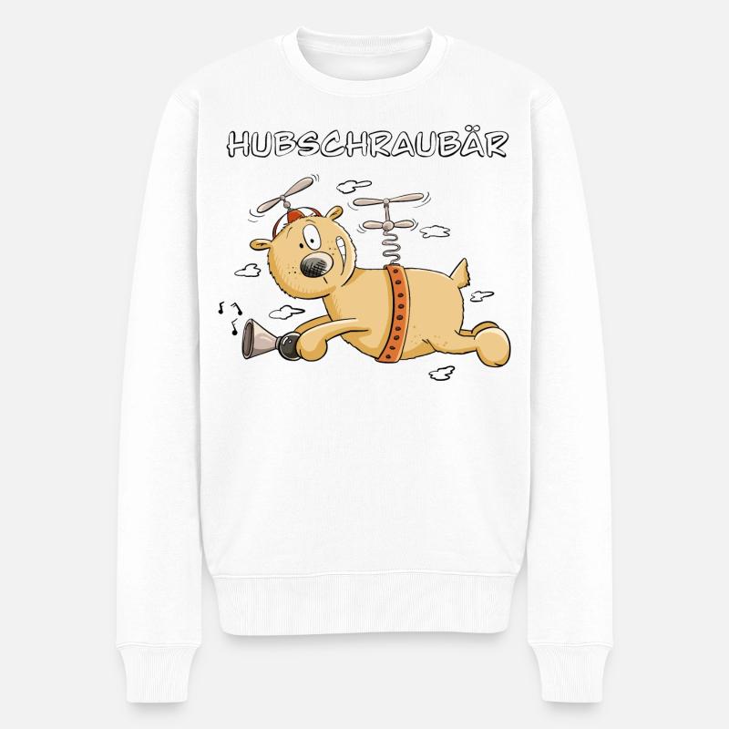Hubschrauber Bär I Hubschraubär - Männer Premium Bio Pullover - Weiß