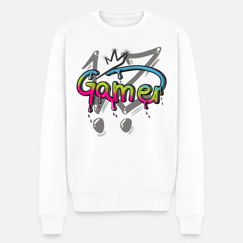 Graffiti Gamer Zocker Gaming - Männer Premium Bio Pullover - Weiß