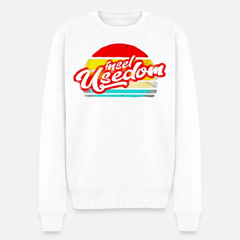 insel usedom shirt retro vintage aufkleber sticker - Männer Premium Bio Pullover - Weiß