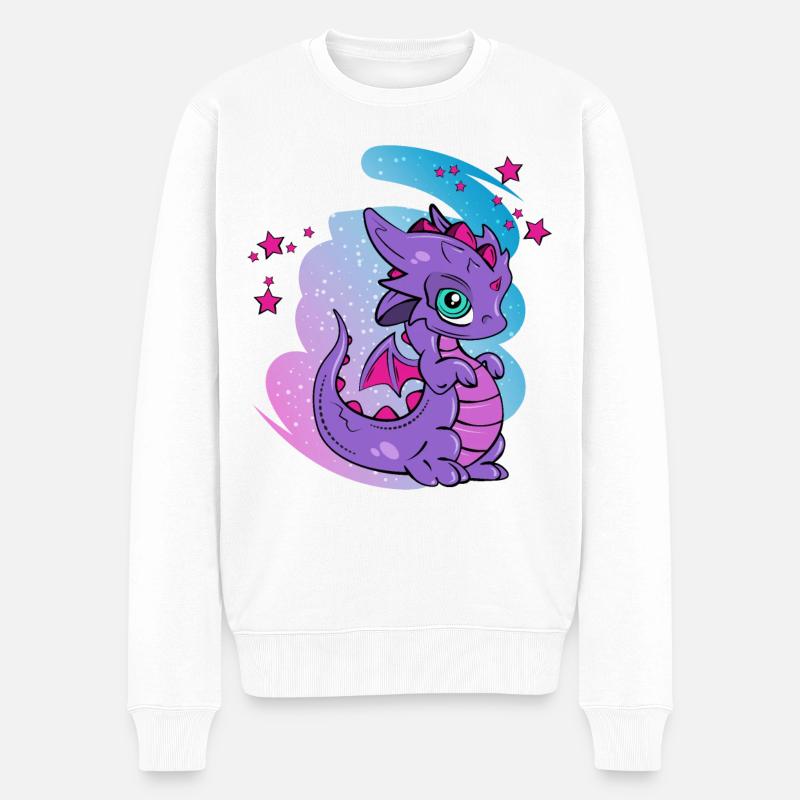 liebender Fantasy-Drache - Männer Premium Bio Pullover - Weiß