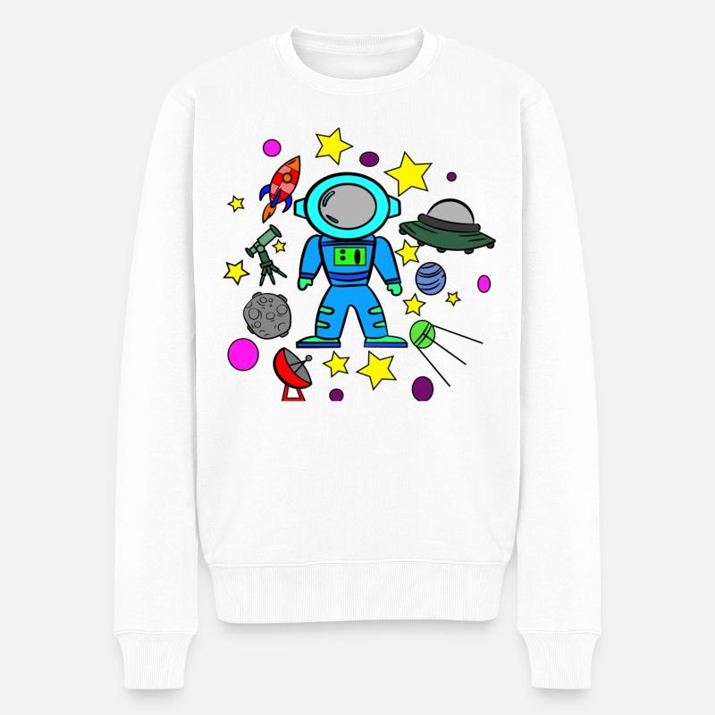 Planeten Fliegen Kids - Männer Premium Bio Pullover - Weiß