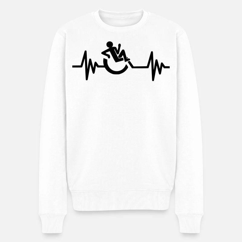Bild: Rollstuhl, Herzschlag, entspannt # - Männer Premium Bio Pullover - Weiß