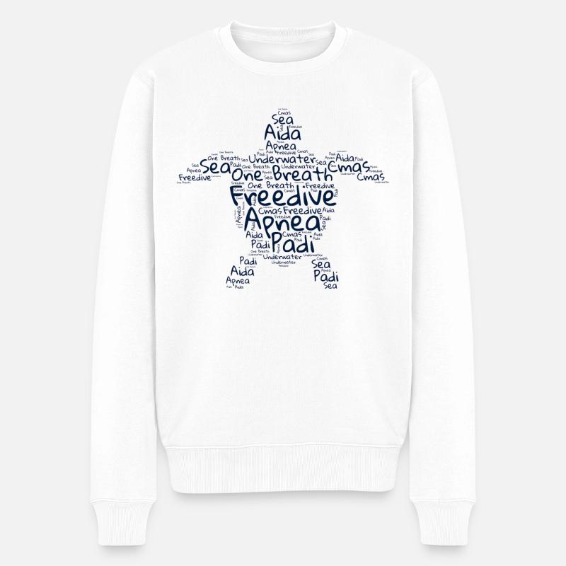 Freischwinbe - Wortwolkenschildkröte - Männer Premium Bio Pullover - Weiß