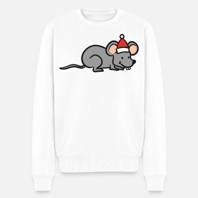 Maus Weihnachten - Männer Premium Bio Pullover - Weiß