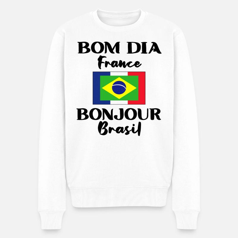 Brasilien Frankreich Flagge Brasilianer Geschenk - Männer Premium Bio Pullover - Weiß