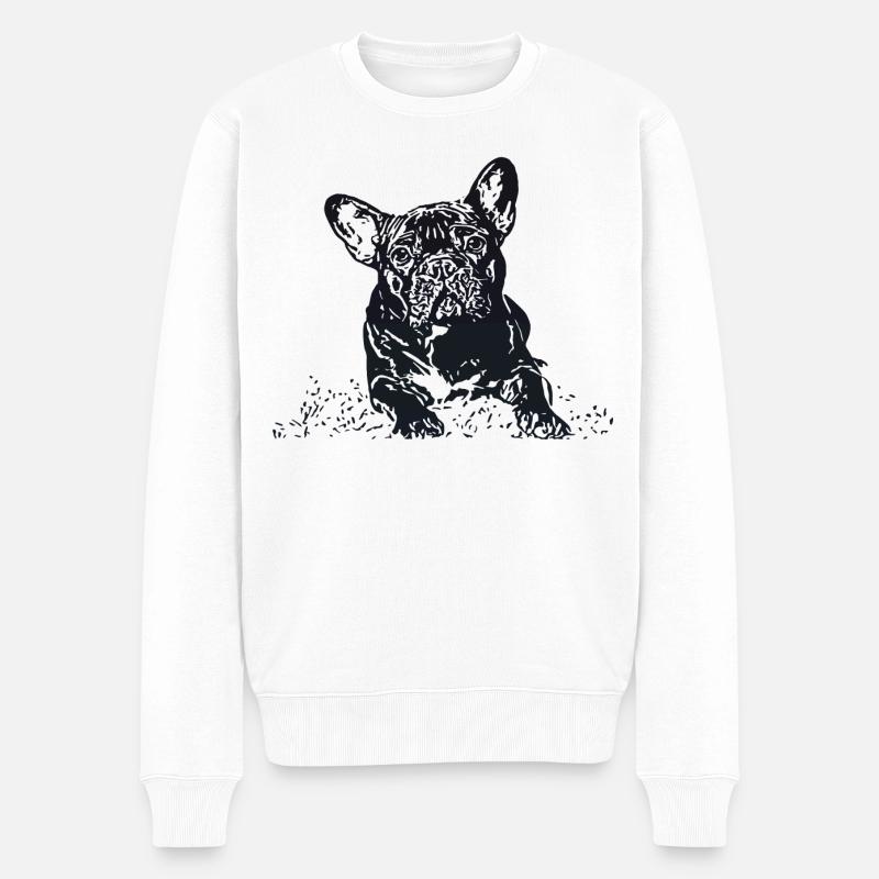 Französische Bulldogge - Männer Premium Bio Pullover - Weiß