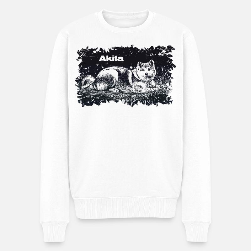 Akita - Männer Premium Bio Pullover - Weiß