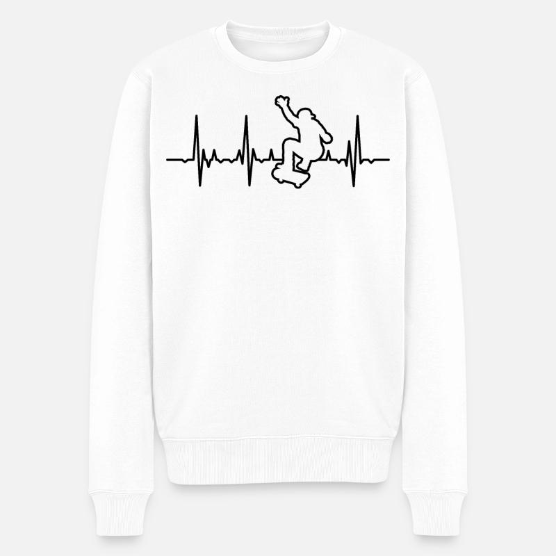Skateboard Heartbeat - Pull Premium bio Homme - blanc