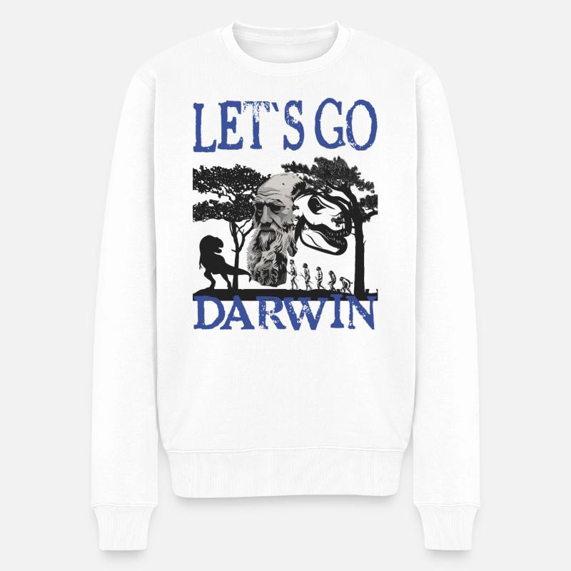 Charles Darwin Evolution textile gift idea - Men's Premium Organic Jumper - white
