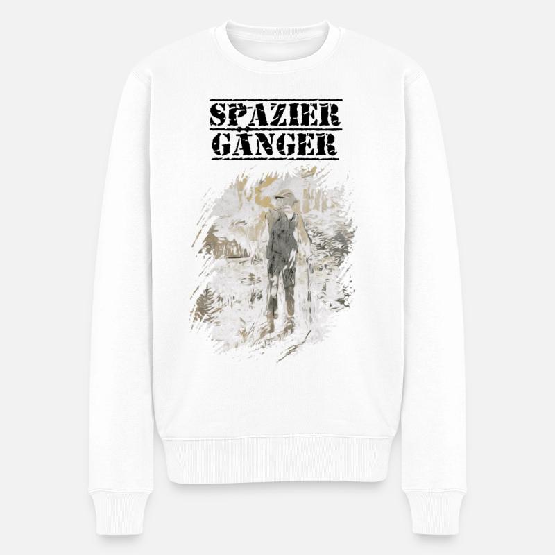Spaziergänger - Männer Premium Bio Pullover - Weiß