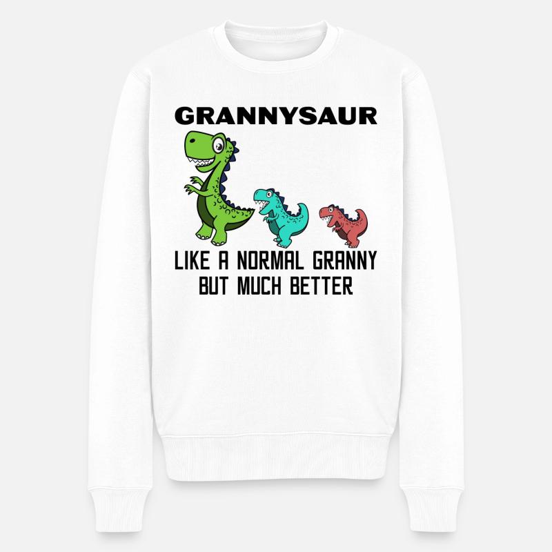Lustig Großmutter Oma Dinosaurier Statement - Männer Premium Bio Pullover - Weiß