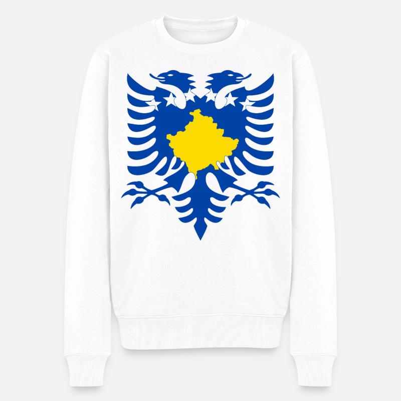 Albanien Kosovo Flagge - Männer Premium Bio Pullover - Weiß