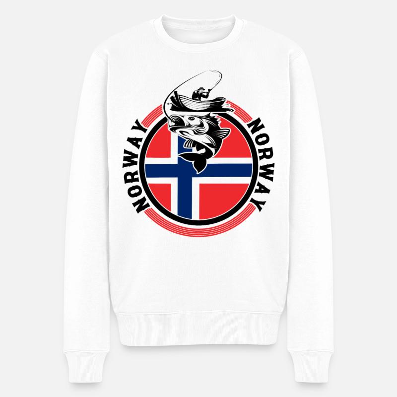 Norwegen Angeln Angler Fischen - Männer Premium Bio Pullover - Weiß