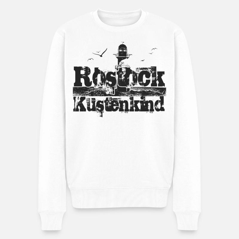 Rostock Küstenkind - Männer Premium Bio Pullover - Weiß