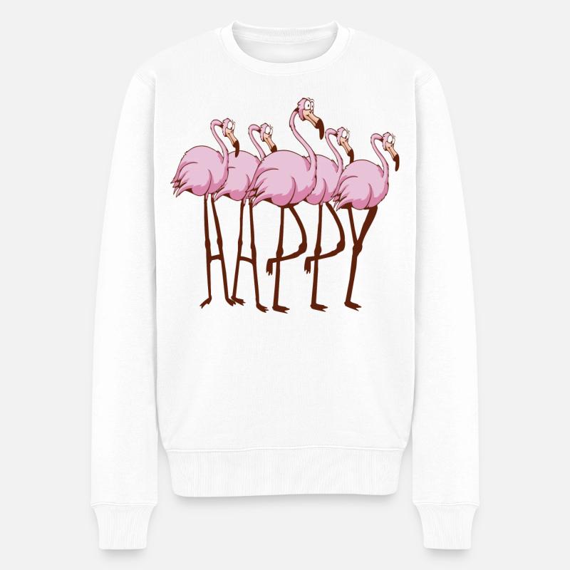 Flamingos - Männer Premium Bio Pullover - Weiß