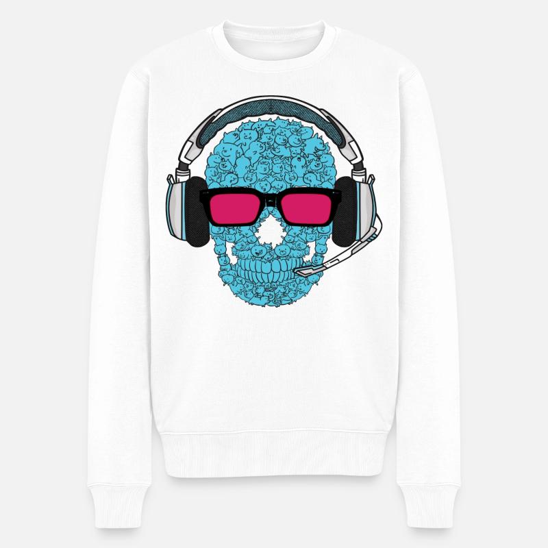 Crâne de musique - Pull Premium bio Homme - blanc