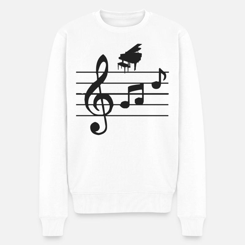 Klavier - Männer Premium Bio Pullover - Weiß