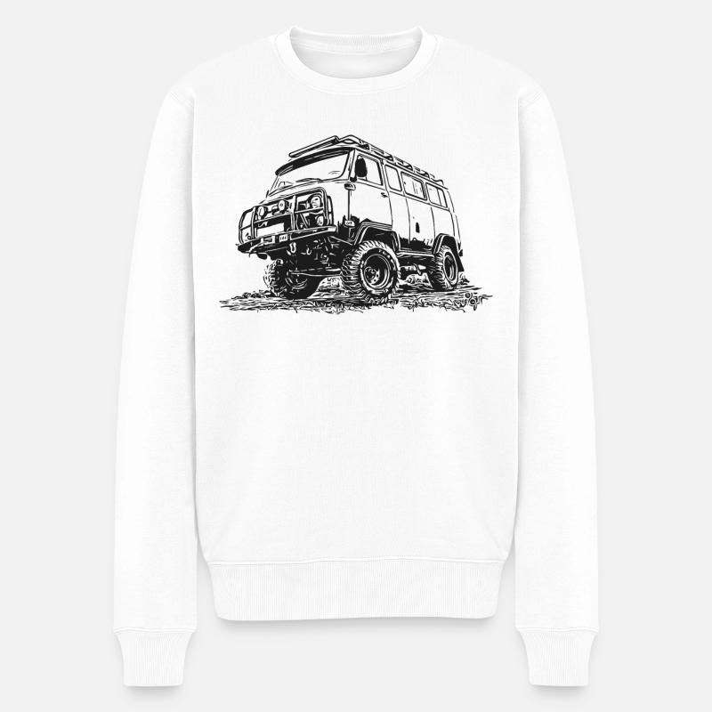 Buchanka UAZ - Männer Premium Bio Pullover - Weiß