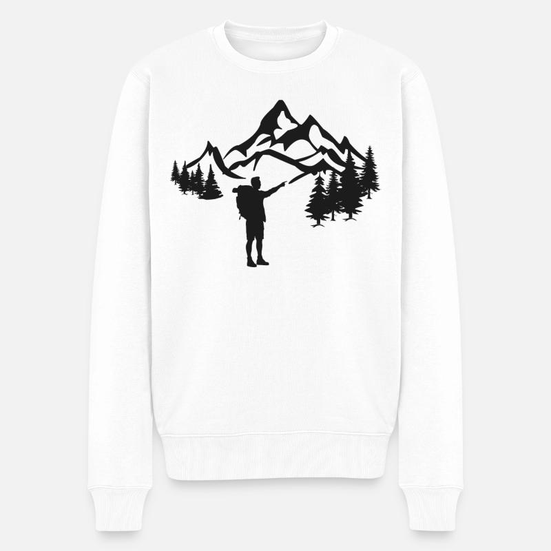 Wanderer in den Bergen - Männer Premium Bio Pullover - Weiß