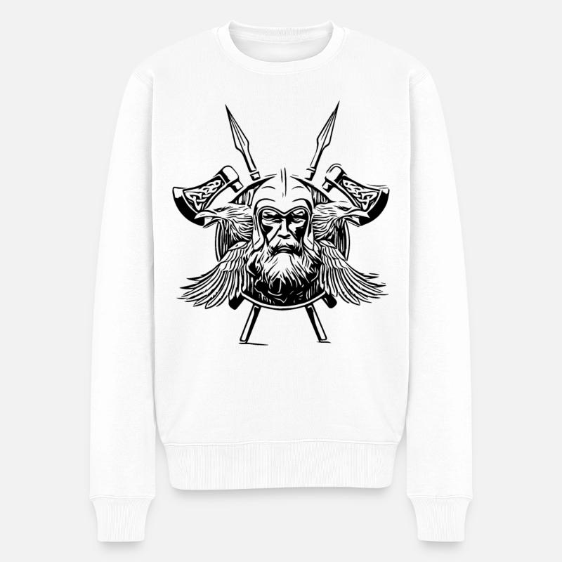 Odin Raben Wikinger Äxte - Männer Premium Bio Pullover - Weiß