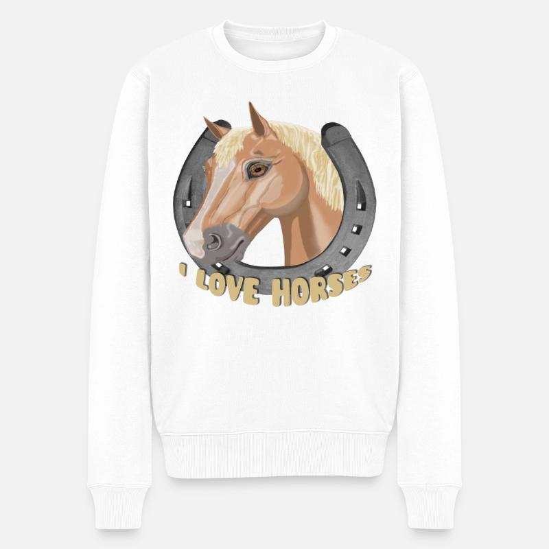 J’aime les chevaux cheval cheval - Pull Premium bio Homme - blanc