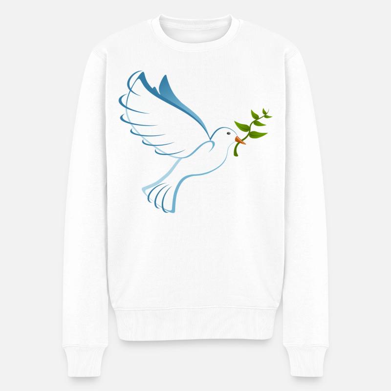 Friedenstaube - Männer Premium Bio Pullover - Weiß