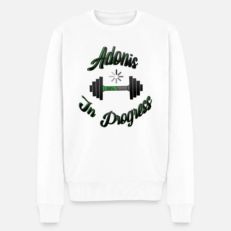 Adonis In Progress 2 - Männer Premium Bio Pullover - Weiß