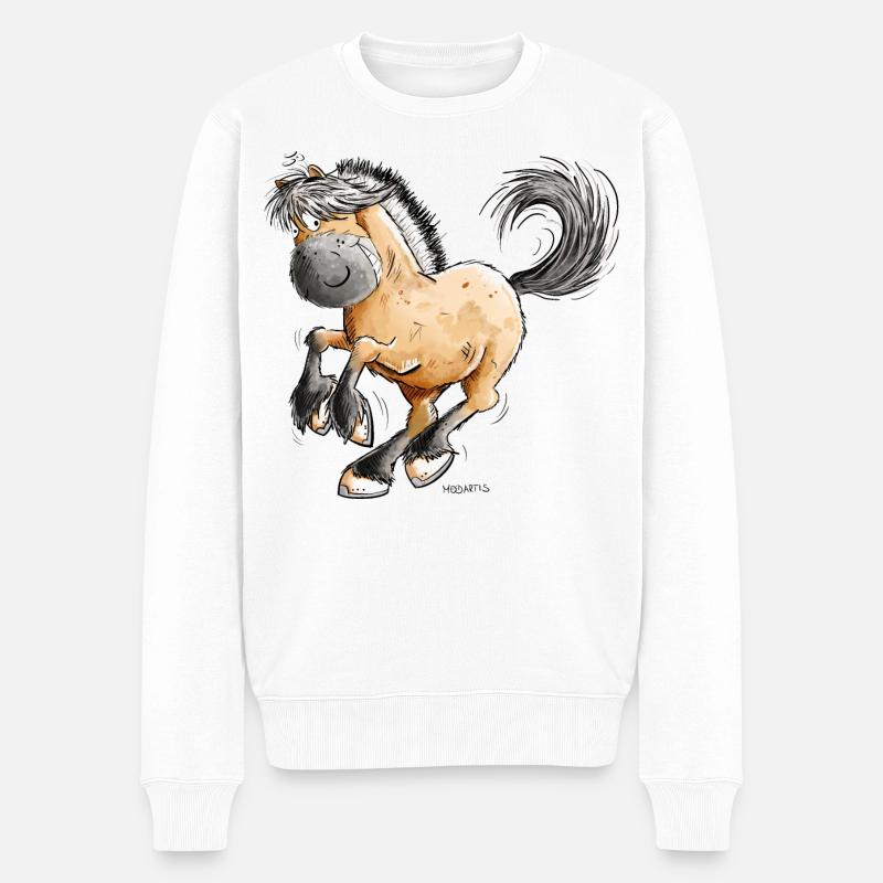 Drolliger Norweger I Fjordpferd I Fjordpferde - Männer Premium Bio Pullover - Weiß