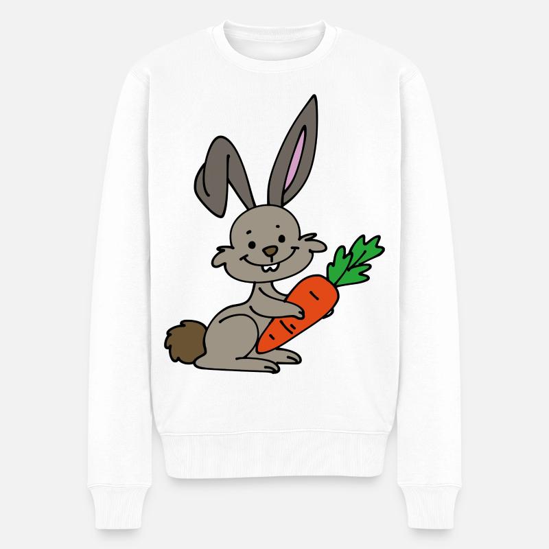 Lapin à la carotte - Pull Premium bio Homme - blanc
