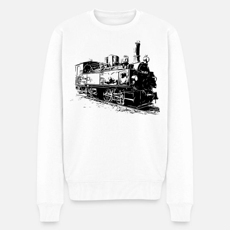Dampflok 99 5902 - die Bergkönigin im Harz - Männer Premium Bio Pullover - Weiß