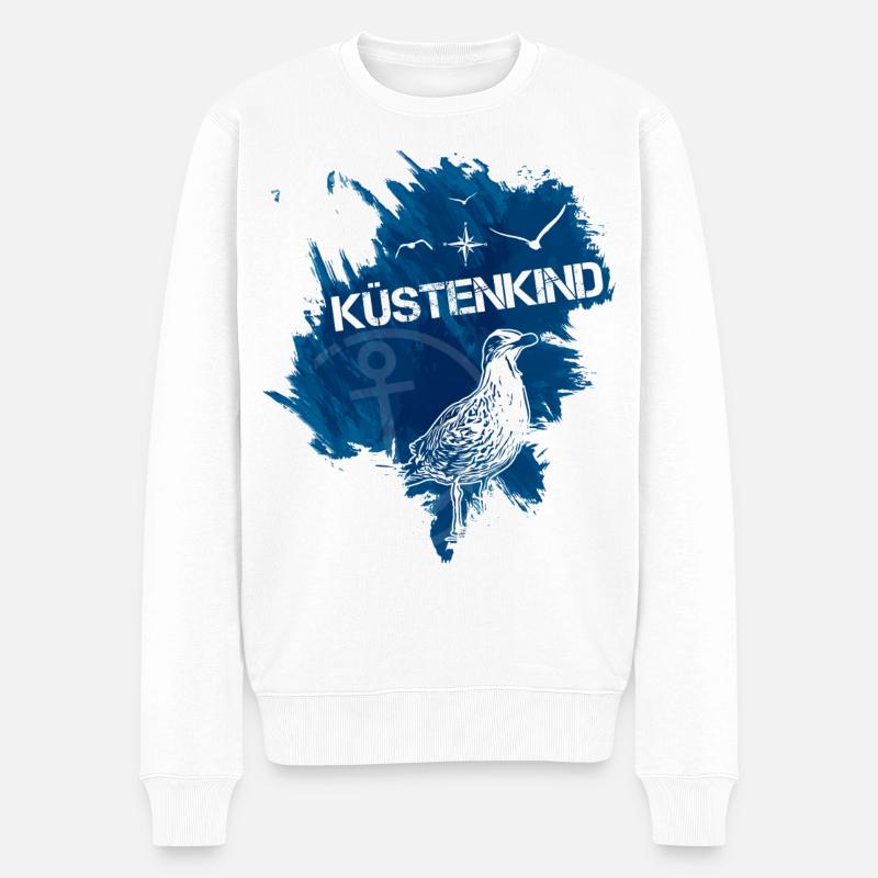 Küstenkind Möwe - Männer Premium Bio Pullover - Weiß