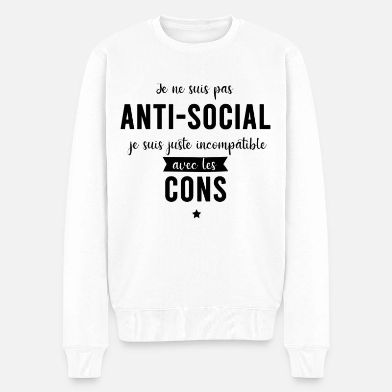 Je ne suis pas anti-social - Pull Premium bio Homme - blanc