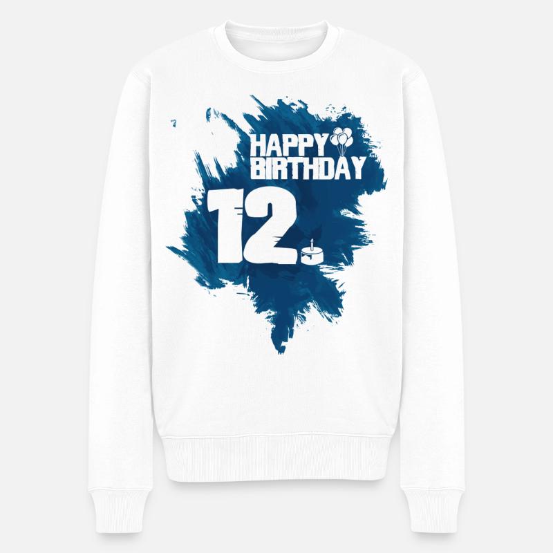 Happy Birthday - 12 Jahre - Männer Premium Bio Pullover - Weiß