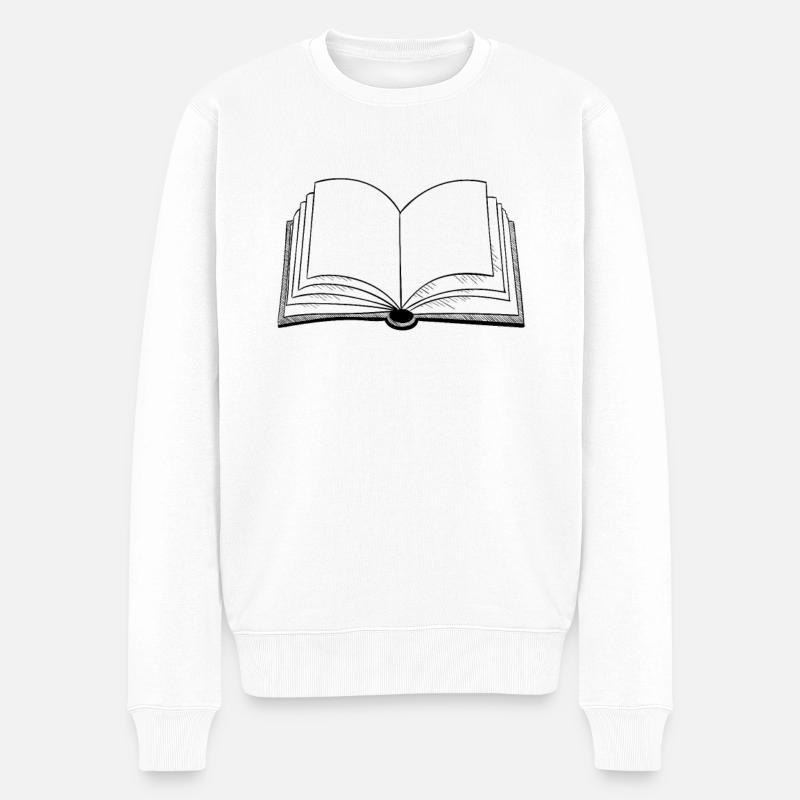 Bücher offenes Buch - Männer Premium Bio Pullover - Weiß