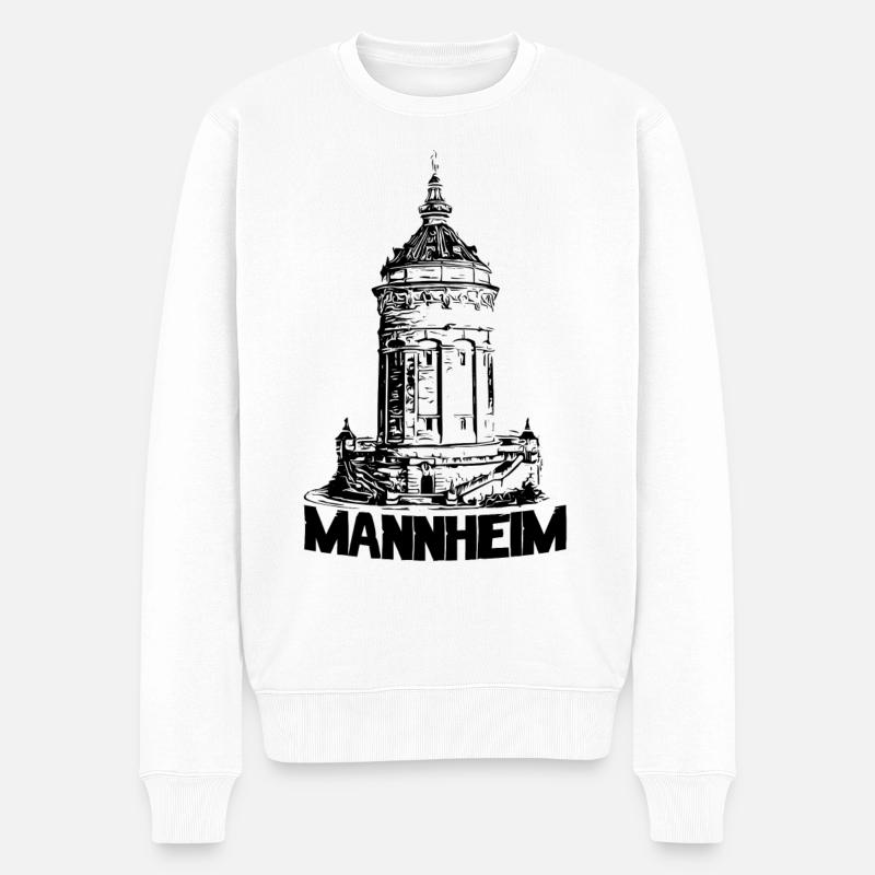 Mannheimer Wasserturm Mannheim schwarz - Männer Premium Bio Pullover - Weiß