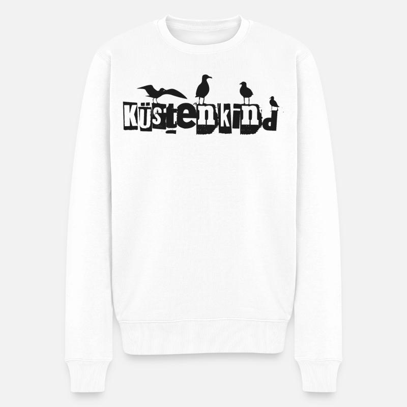 Küstenkind mit Möwen - Männer Premium Bio Pullover - Weiß
