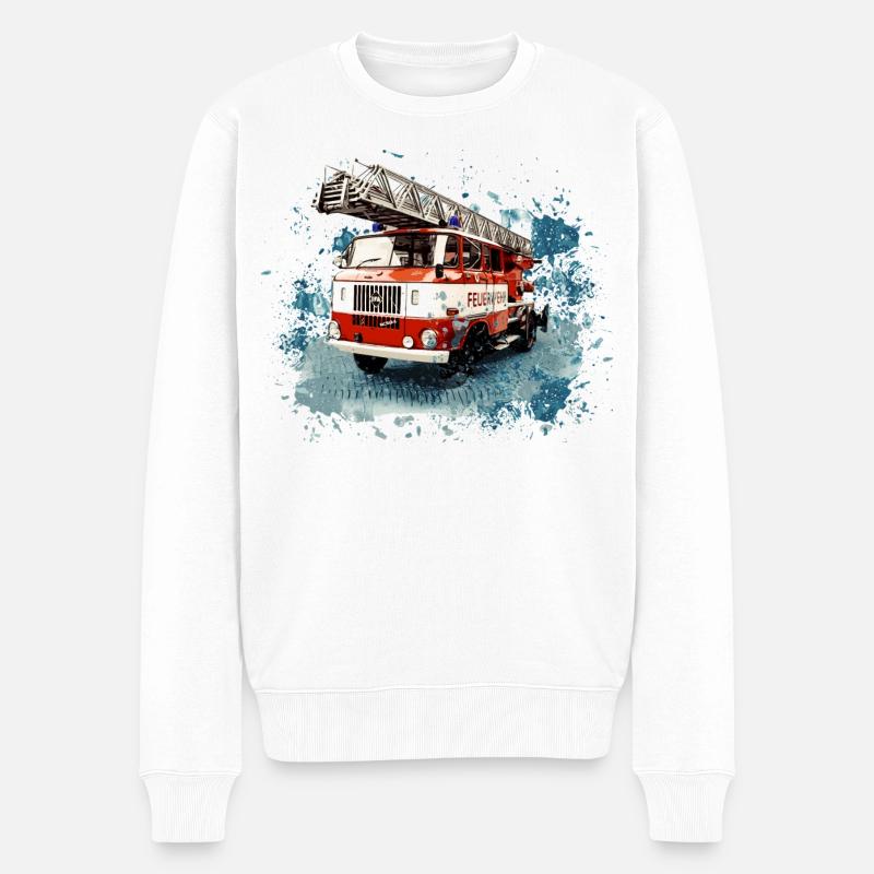 IFA W50 Feuerwehr mit Drehleiter - Männer Premium Bio Pullover - Weiß
