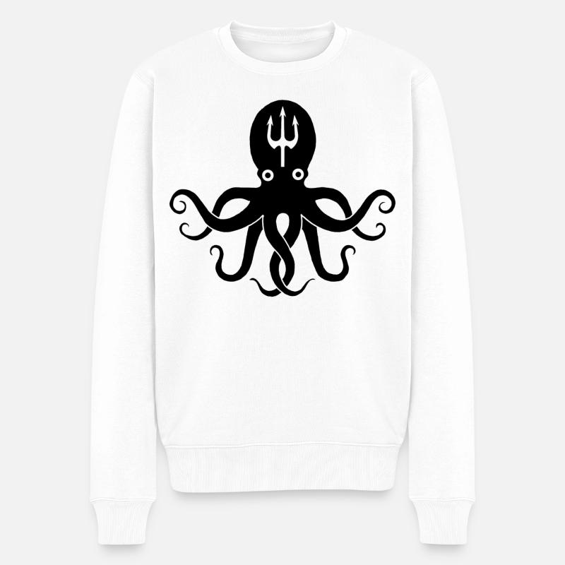 Pieuvre noire - Pull Premium bio Homme - blanc