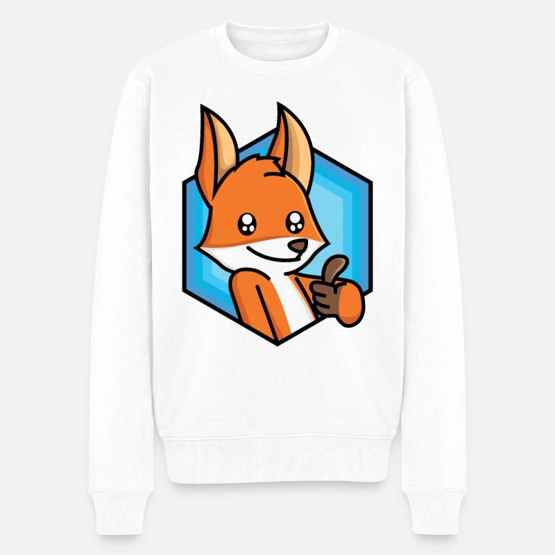 Daumen Hoch Fuchs - Männer Premium Bio Pullover - Weiß