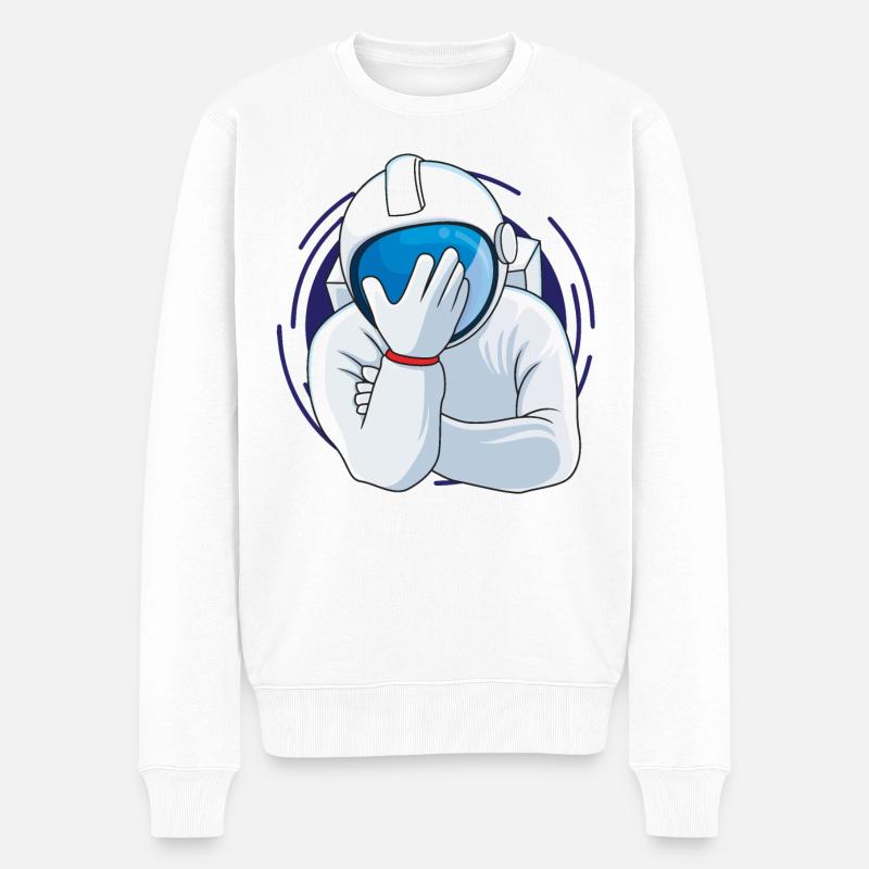 Facepalm Astronaut - Männer Premium Bio Pullover - Weiß