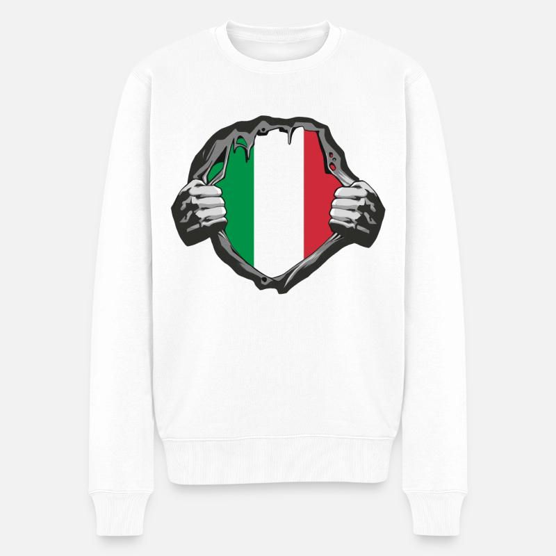 Italien Brust Design - Männer Premium Bio Pullover - Weiß