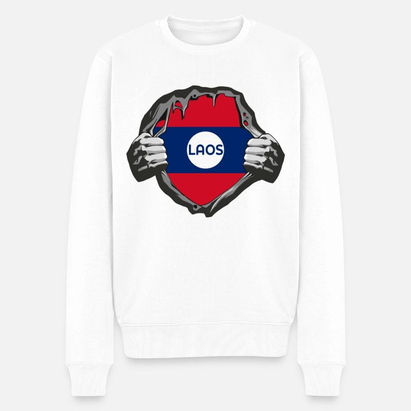 Motif drapeau du Laos - Pull Premium bio Homme - blanc