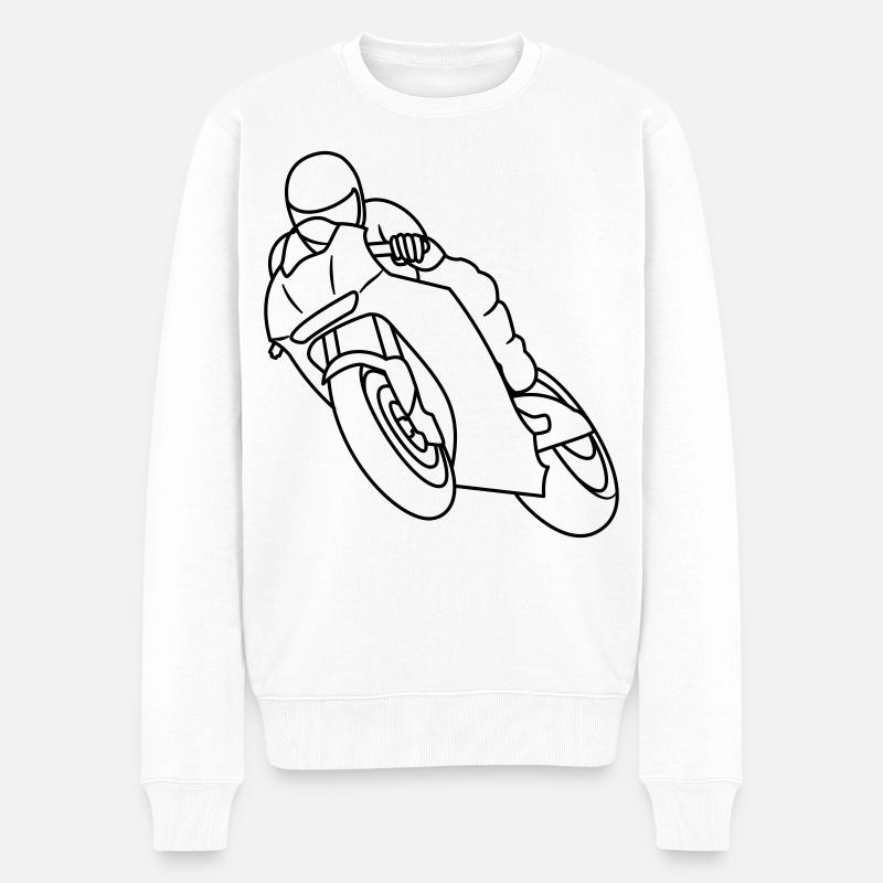 Wheelie beim Motorradrennen - dunkel - Männer Premium Bio Pullover - Weiß
