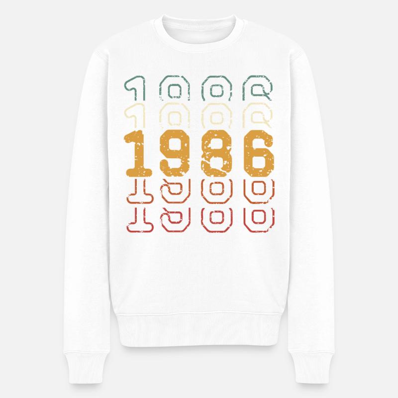 1986 - Männer Premium Bio Pullover - Weiß