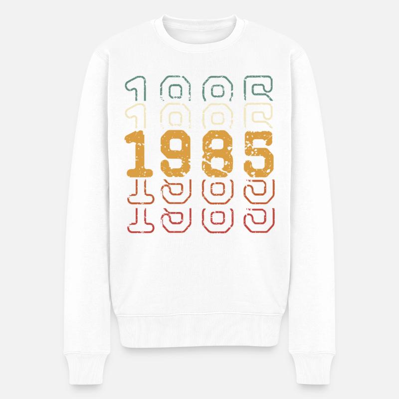 1985 - Männer Premium Bio Pullover - Weiß