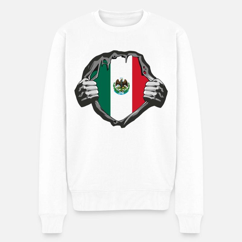 Motif drapeau du Mexique - Pull Premium bio Homme - blanc