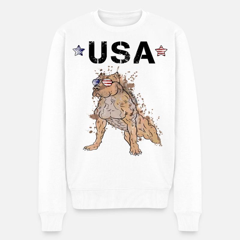 American Staffordshire Terrier - Pull Premium bio Homme - blanc
