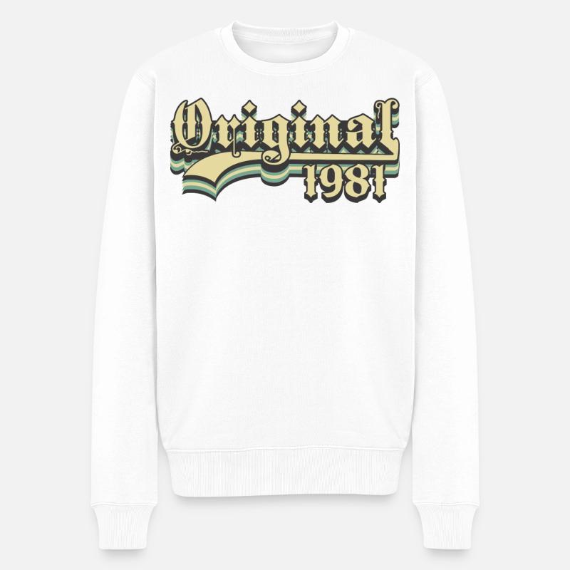 Geboren in 1981 - Männer Premium Bio Pullover - Weiß