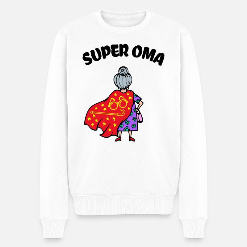 Großmutter Oma Superoma Brille Alte Frau Spruch - Männer Premium Bio Pullover - Weiß
