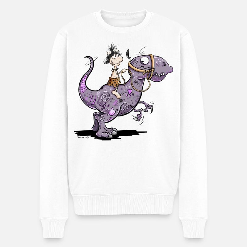 Dinoreiter I Dinosaurier Reiter I Dino - Männer Premium Bio Pullover - Weiß